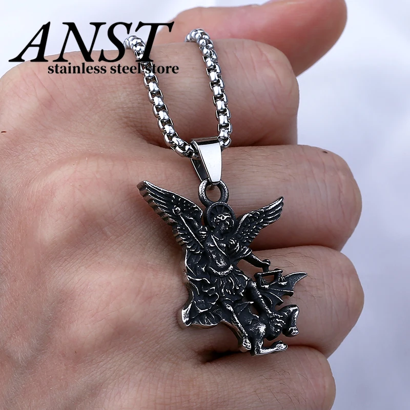 Colar de pingente St Michael the Archangel para homens e mulheres, medalha católica Mulet, jóias de proteção, aço inoxidável 316L, moda