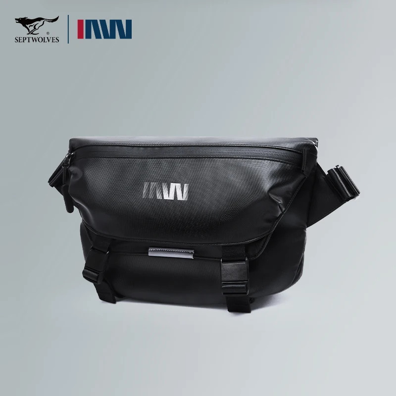 

Septwolves PVC Leather Crossbody Bag Men Travel Shoulder Bag With Back Anti Theft Waterproof Zipper Pocket For Business Trip