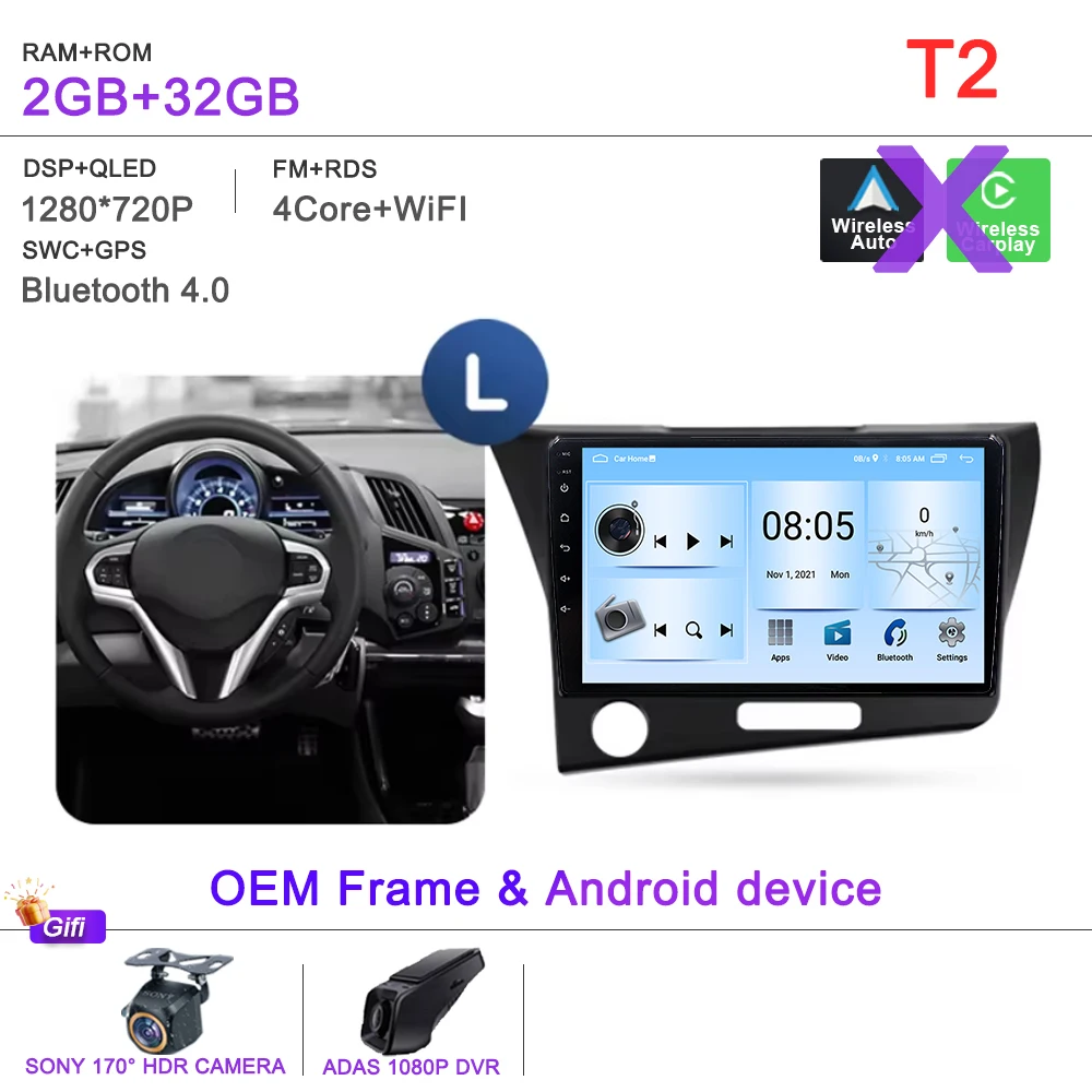 Android 16 2K Incell Scherm Multimedia Voor Honda CR-Z 1 CRZ LHD RHD 2010-2016 Stereo Head Unit GPS navigatie Hoge prestaties