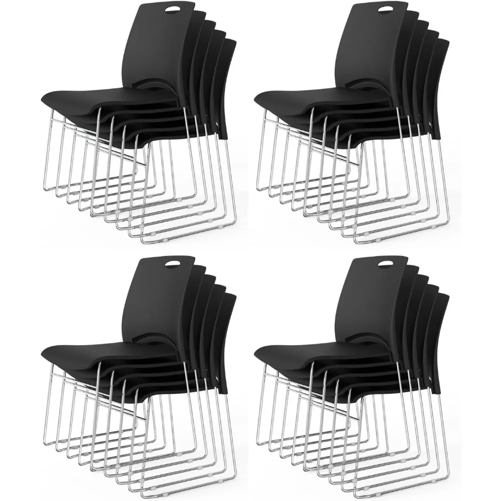 

20-Piece Stackable Office Chair Set with Metal Sled Base and Ergonomic Plastic Seat for Waiting Areas