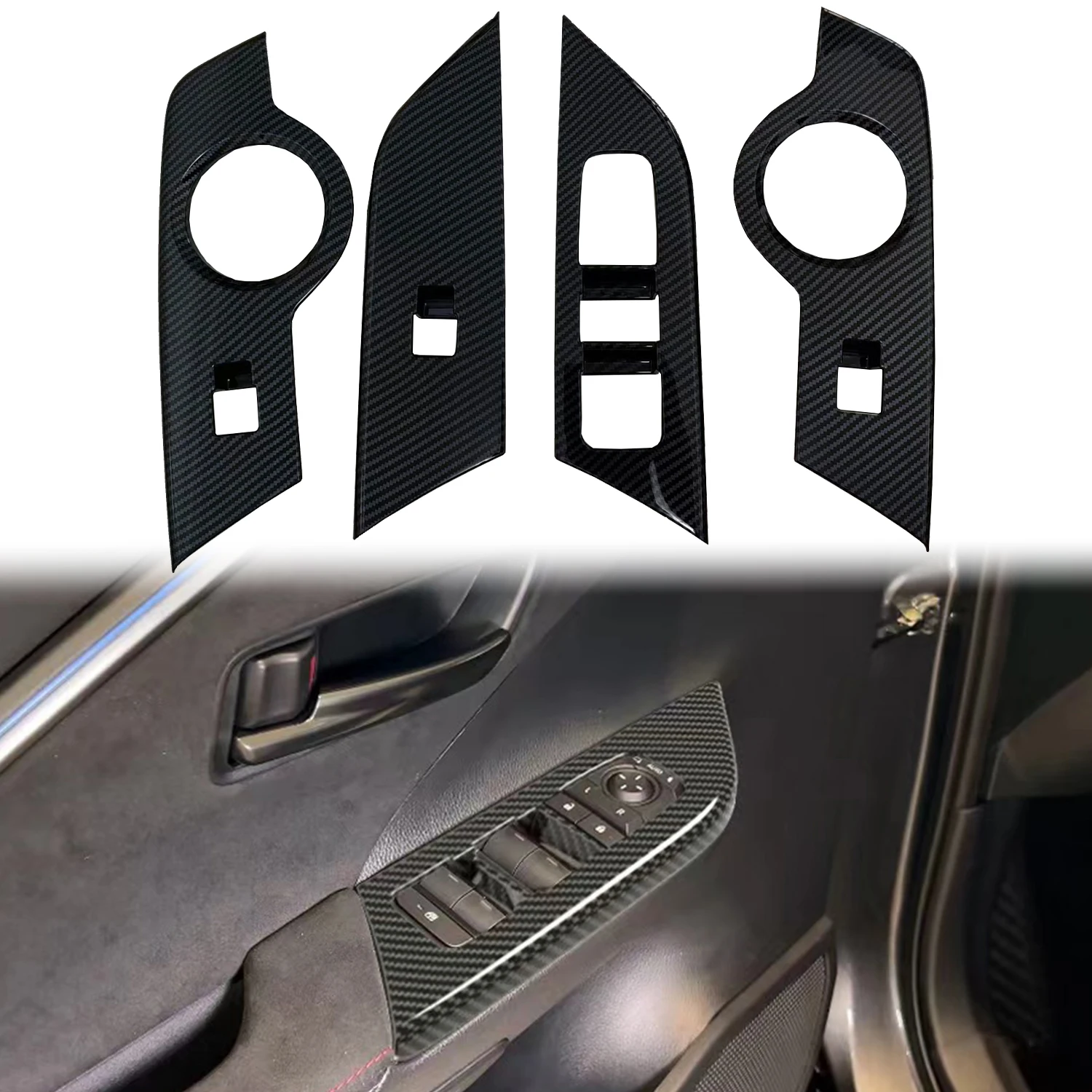 

For Toyota C-HR CHR 2024 2025 2026 LHD!!! Interior Door Armrest Window Lift Switch Button Cover Trim ABS Car Accessories 4pcs