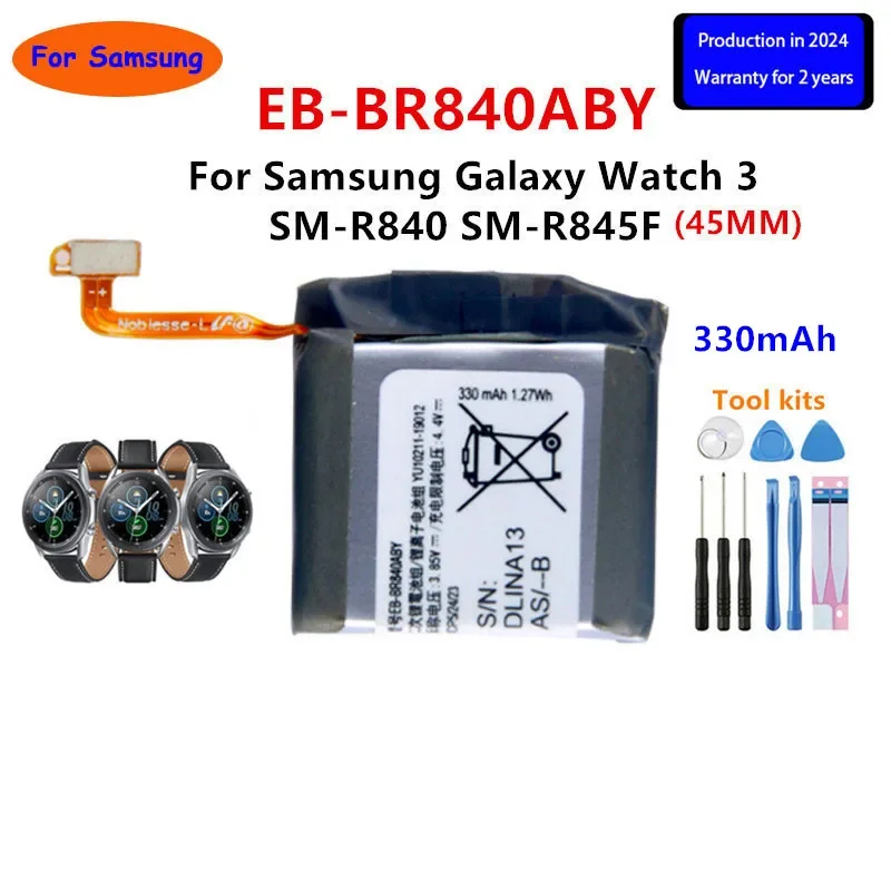 

2024 years Brand New EB-BR840ABY 330mAh New Battery For Samsung Galaxy Watch 3 SM-R840 R845 SM-R845F Batteries+Tools