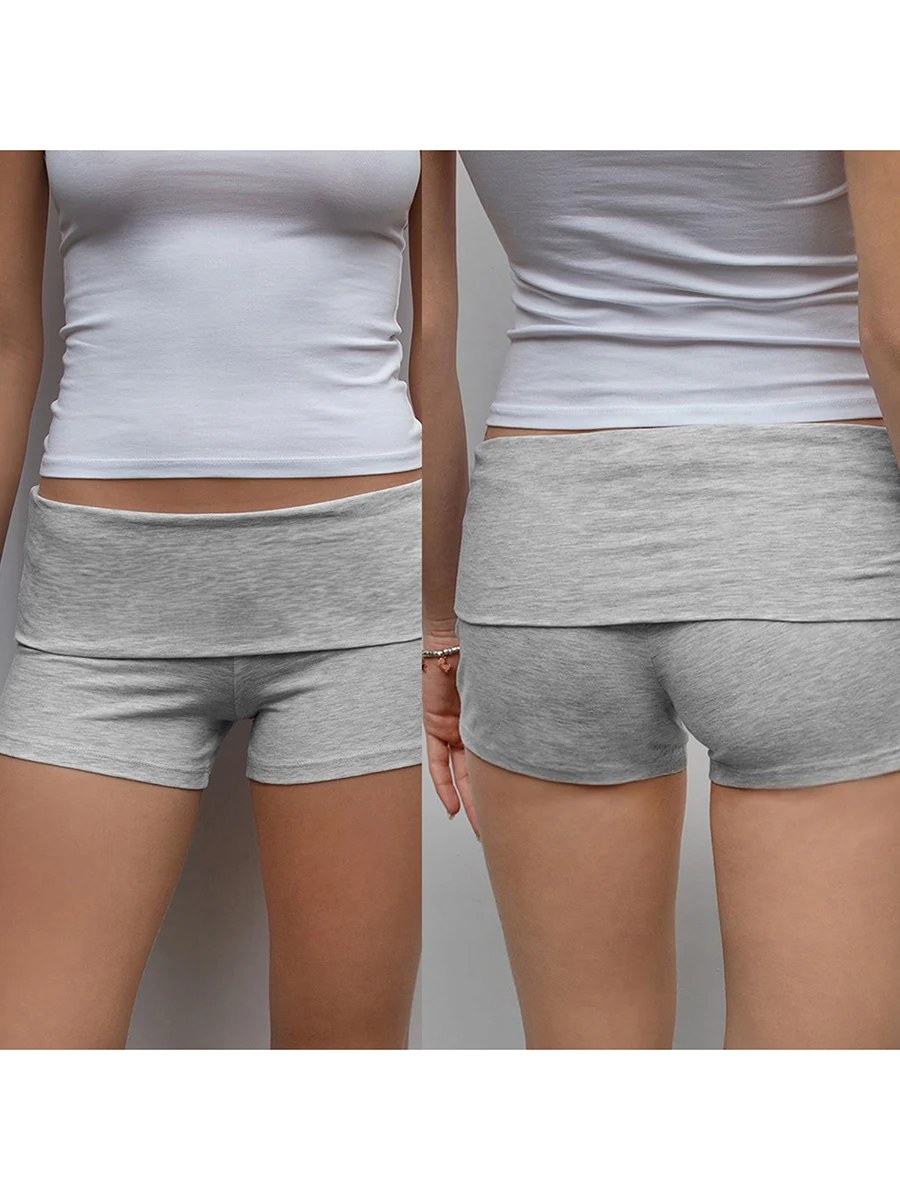 Stricks horts für Frauen y2k Yoga Shorts lässig einfarbig falten über niedrige Taille Lounge Shorts Hosen Beute kurz