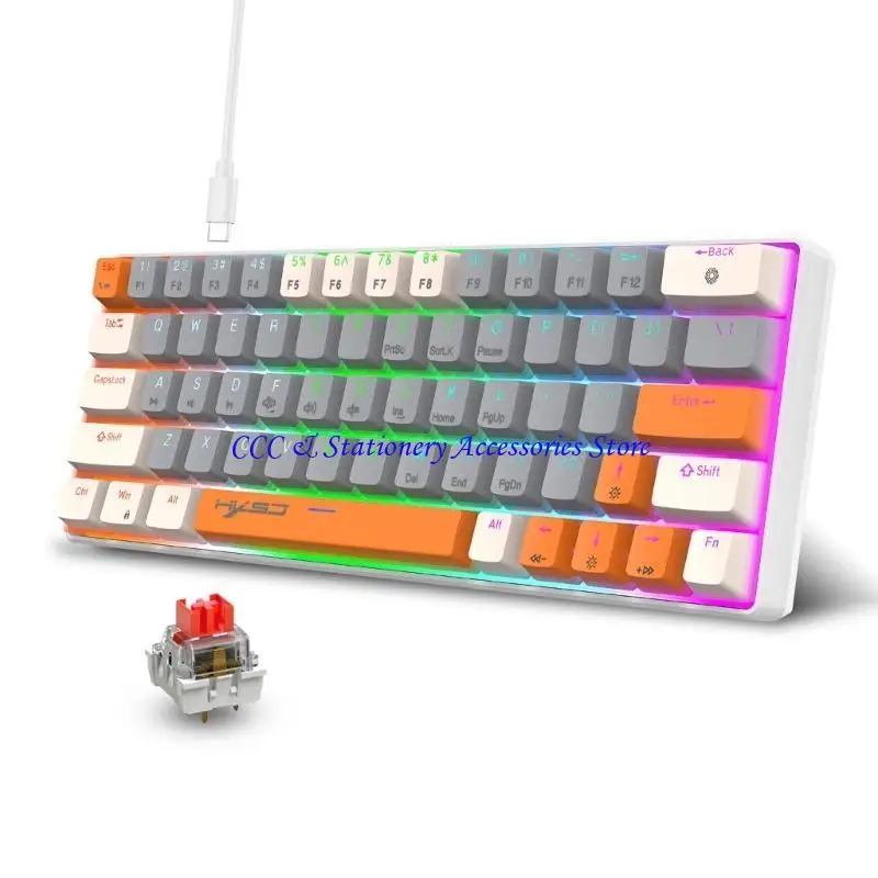 

Q1JC 63Keys Gamings Клавиатуры RGB освещает подсветку программируемые для геймеров для ПК