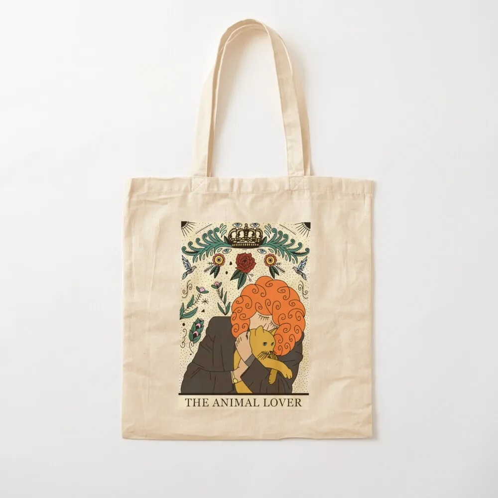 

Netflix Russian Doll The Animal Lover Tarot Card Illustration Tote Bag tote bag screen reusable grocery bags Canvas Tote Bag