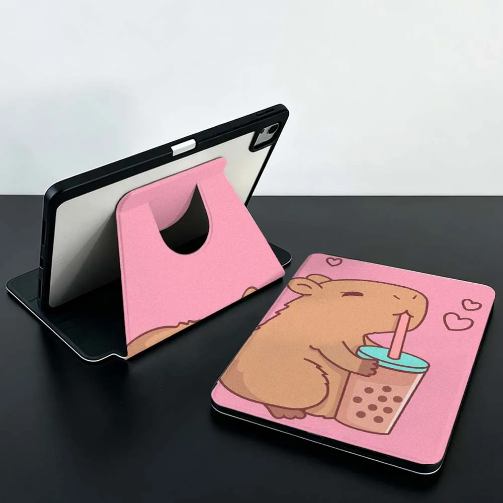 Happy Capybara For Xiaomi Mi Redmi Pad SE 6 7 M7 8.7 12.1 11.2 inch 2025 360° Rotation Tablet Case Soft