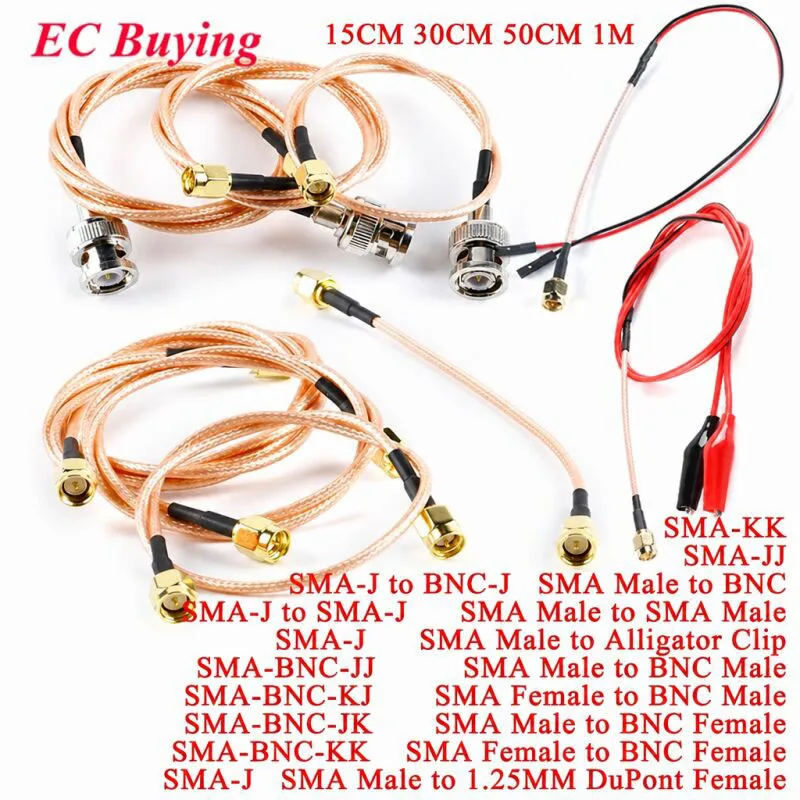 1-2Pcs SMA-J MaleTo BNC-J Male Connector RP SMA Male to Alligator Clip Female DuPont 2 Dual RF Coax Cable RG316 SMA-JJ -KJ Wire
