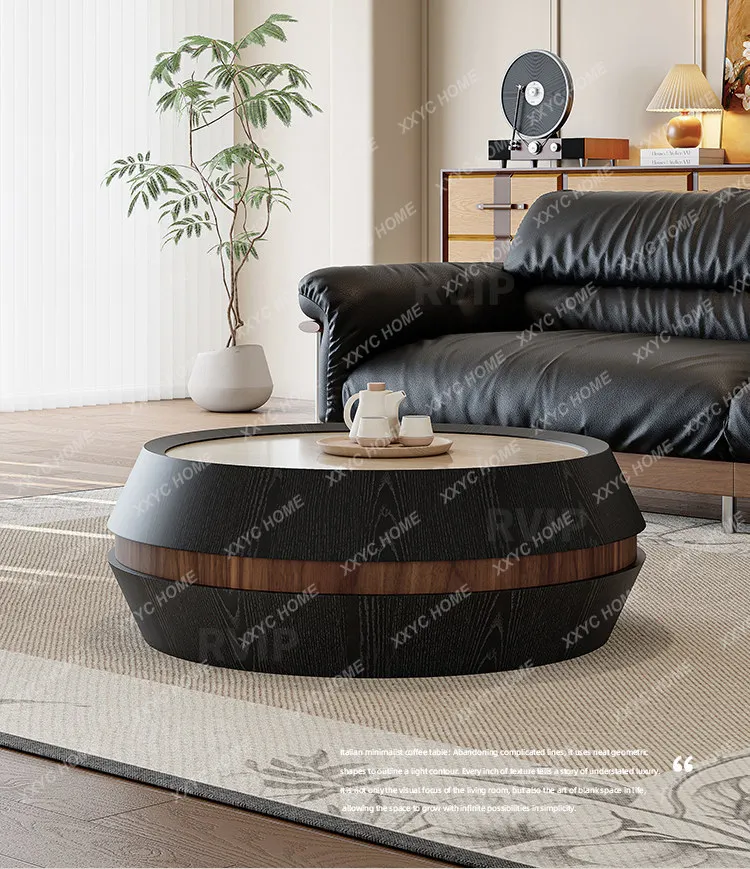 Medieval style rotatable coffee table cave stone rock slab living room  small apartment retro storage personalized creat
