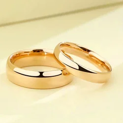 Simple 2/4/6/8mm Stainless Steel Wedding Rings Golden Smooth Women Men Couple Ring Fashion Jewelry
