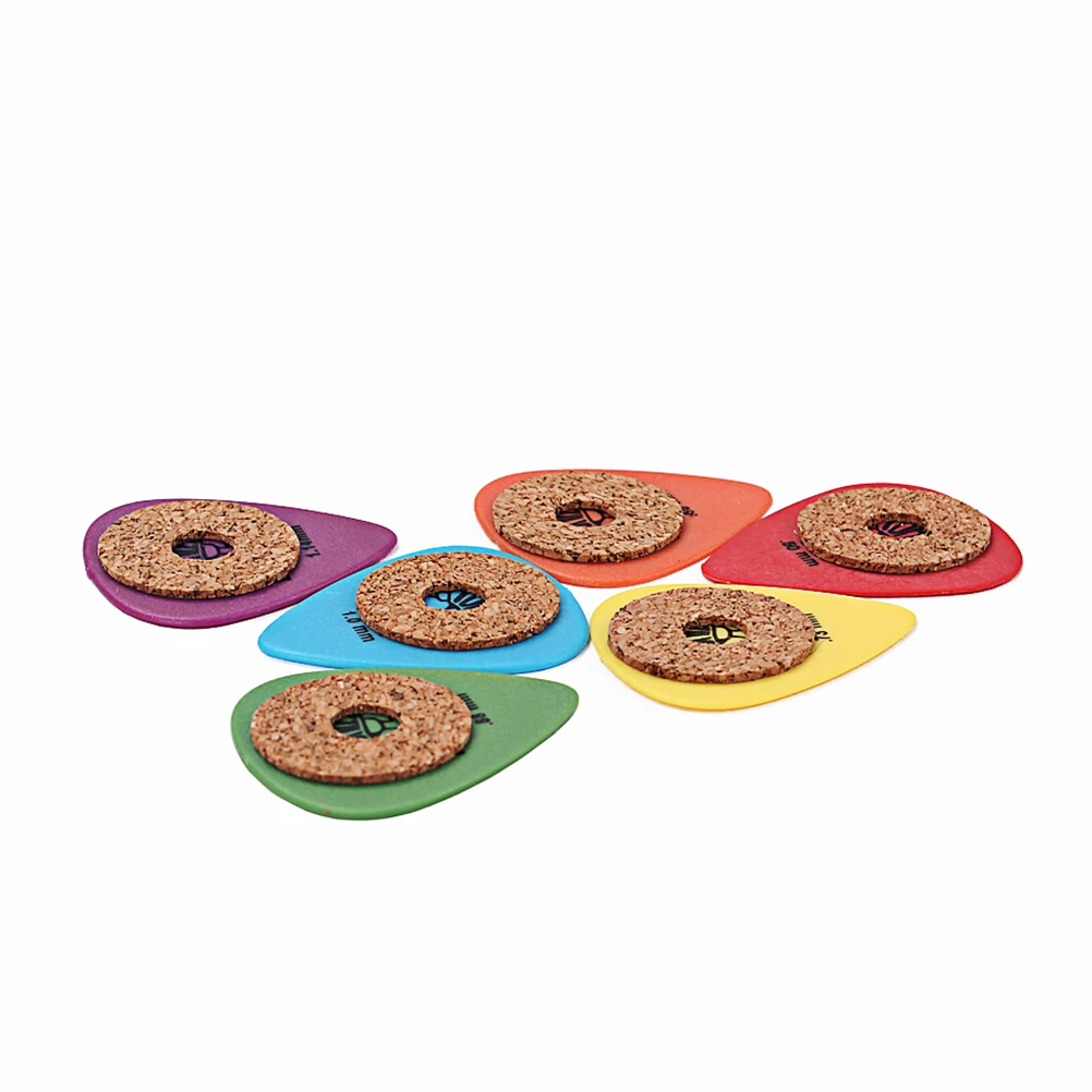 

6 PCS/Set Pick Cork Ring Professional Guitar Picks POM Acoustic Colorful Bamboo Premium