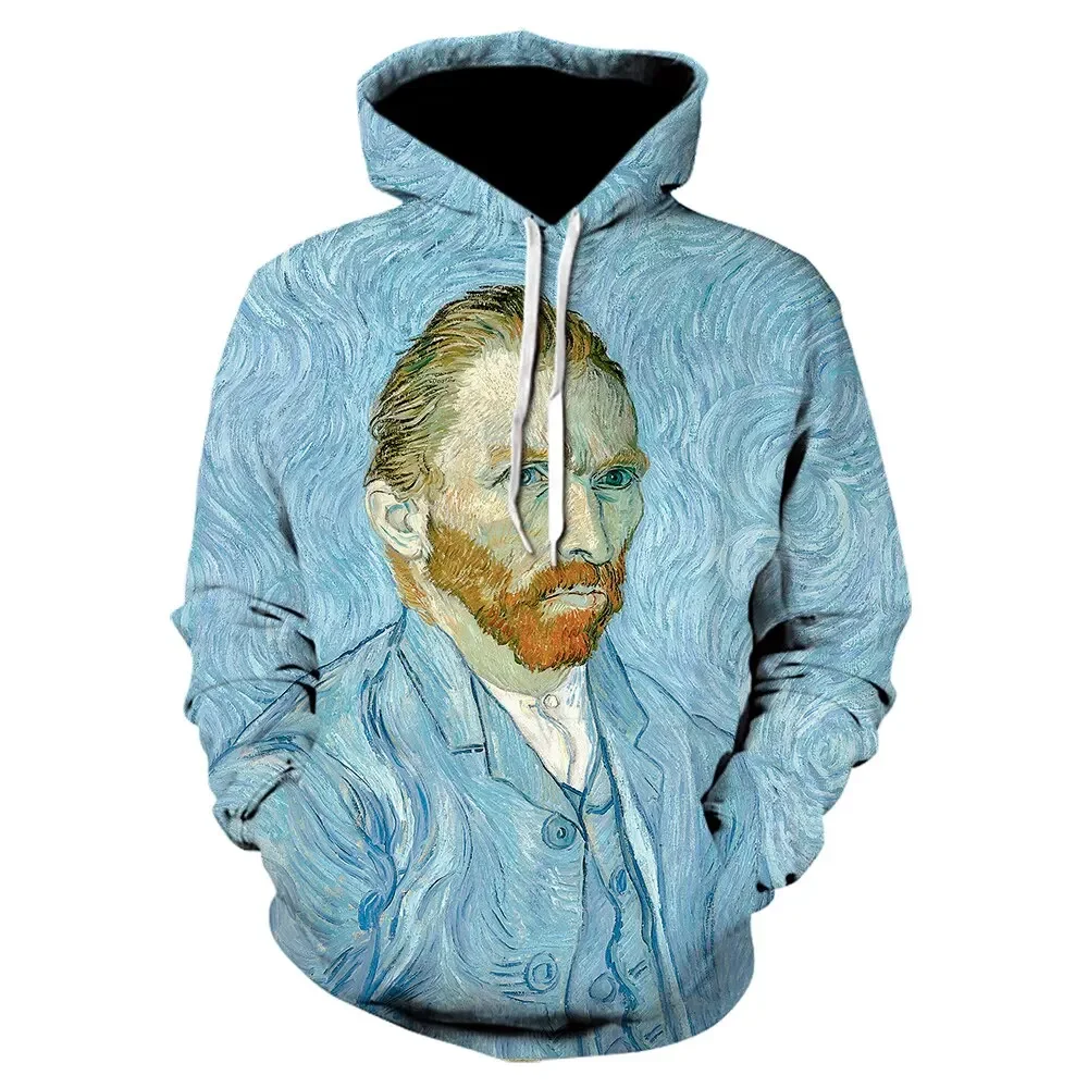 Van Gogh Oil Painting Starry Sky Hoodie Men and Women Harajuku Fashion Street Sweater New 3D Printed Oversized Hip-hop Hoodie