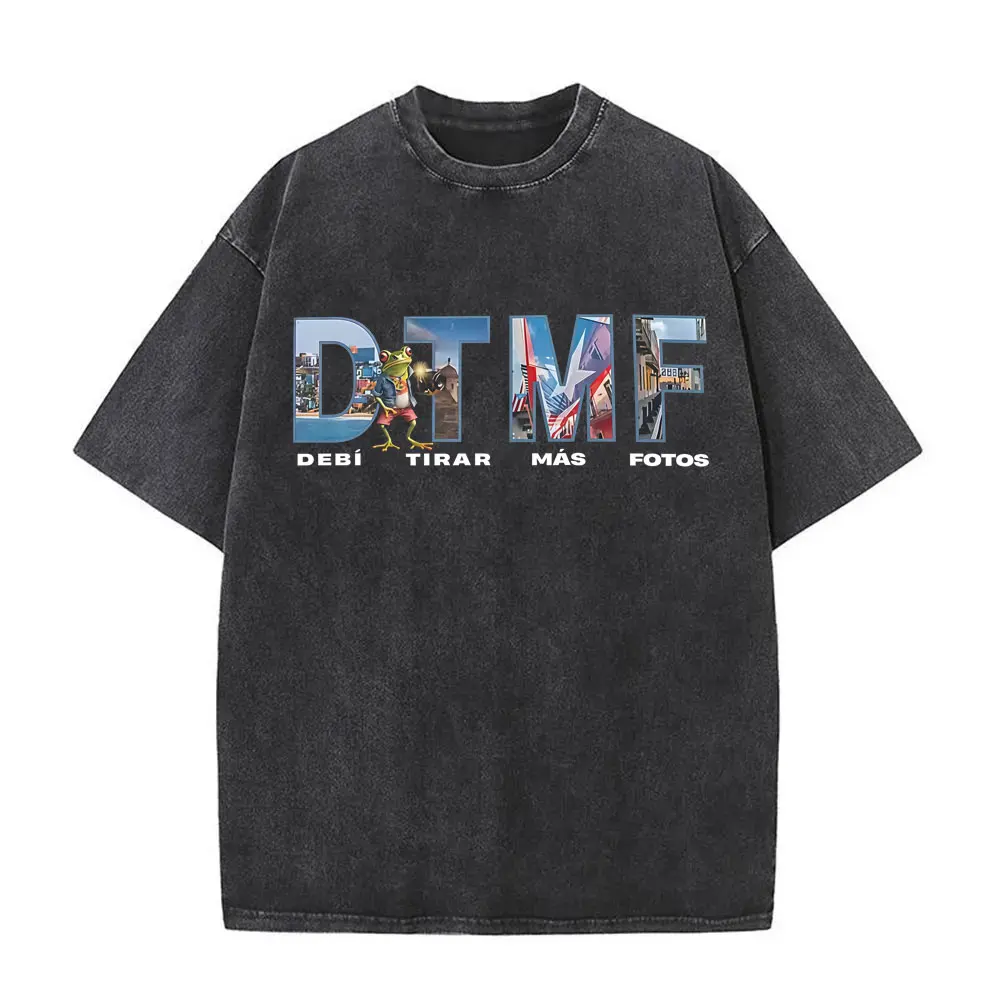 

Washed Vintage Rapper Bad Bunny Debi Tirar Mas Fotos DTMF Album Graphic T-shirt Men Hip Hop Fashion Pop Music Oversized T Shirts