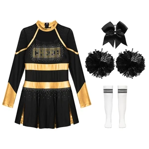 زي التشجيع لأطفال المدارس ، زي رقص المشجع للأطفال ، زي المشجع مع أحجار الراين ، الزي الرسمي اللامع للبنات أفضل 6 ملابس مشجعة مبيعا - رقم 4