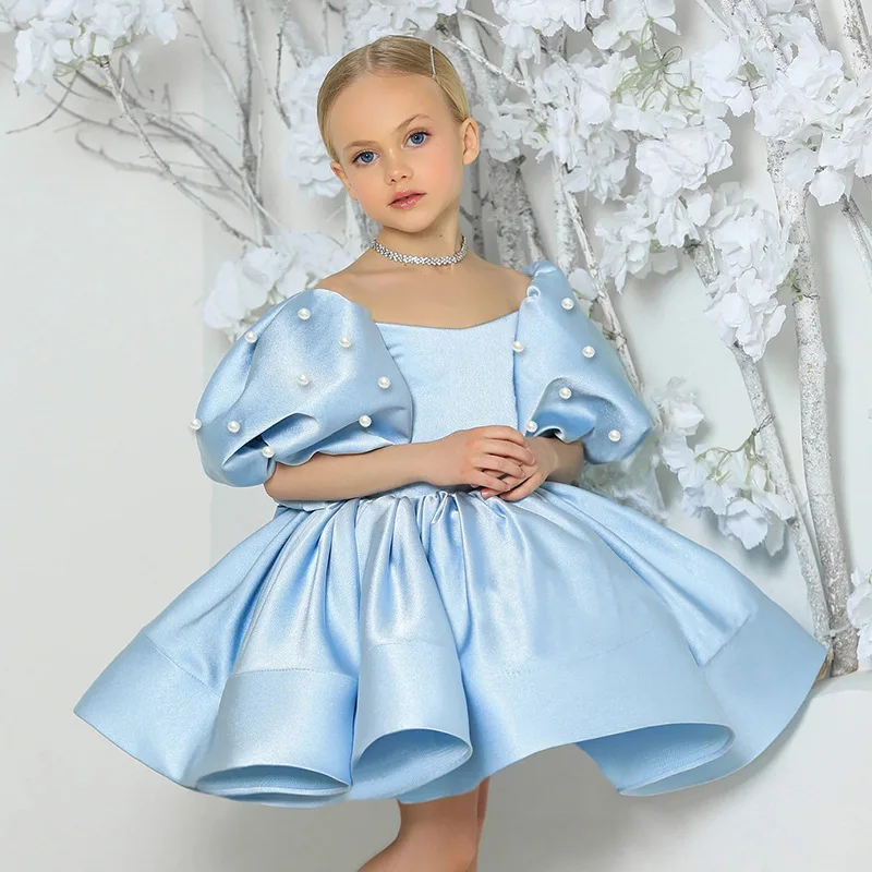 Girl Princess Dress White Bridesmaid Dress For Girls Elegant Dresses Summer Kids Dress Vestido Pageant Party Birthday Ball Gown