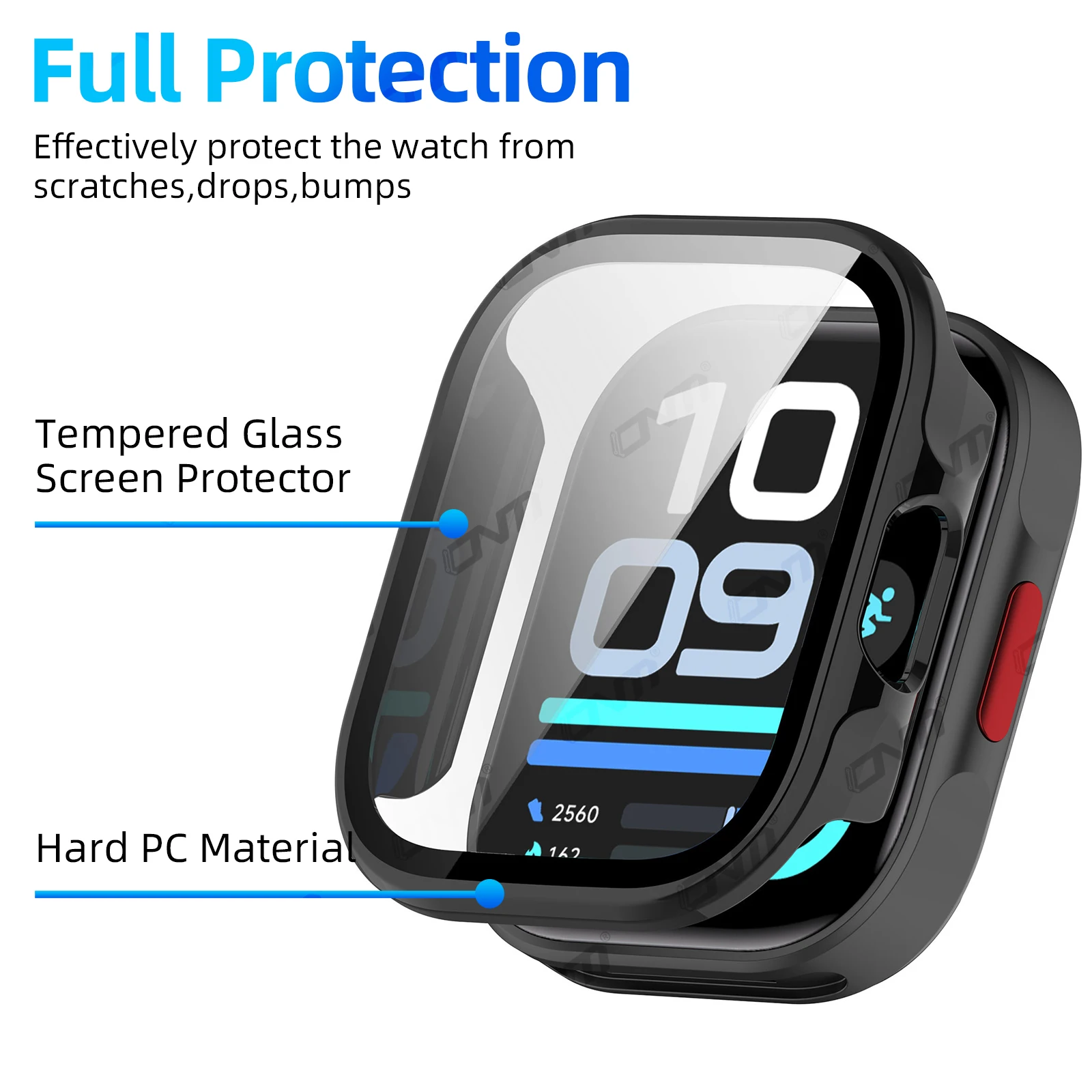 Case for Xiaomi Redmi Watch 6 Lite Tempered Glass Screen Protector&Hard PC Protective Bumper for Watch 6 Lite Cover Accessories