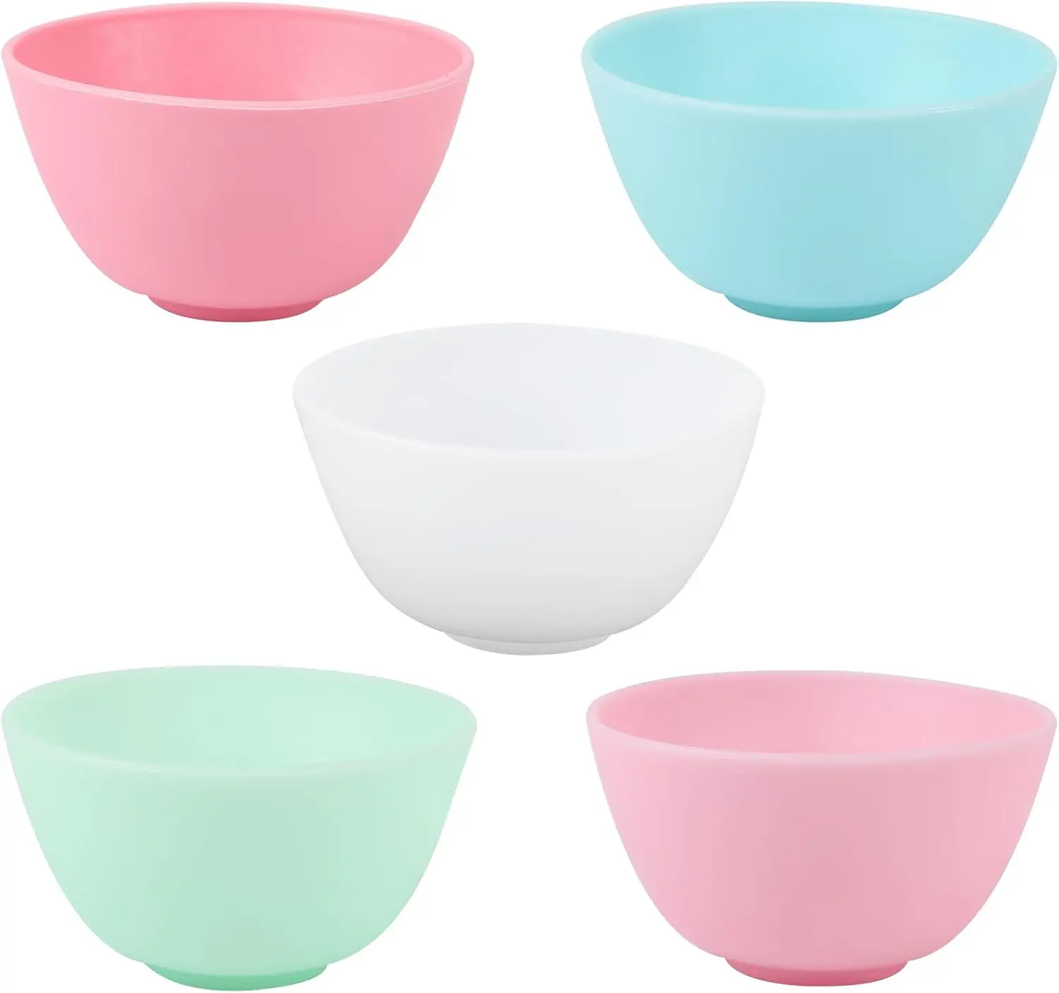 5PCS Reusable Silicone Face Mask and Hair Dye Mixing Bowls Flexible Bowl Design 5 Colors Beauty Tool