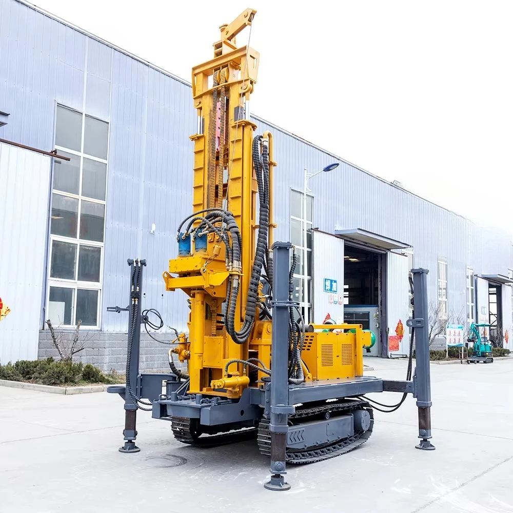 200M 300m drilling depth pneumatic DTH crawler drilling rig for engine-driven water well drilling
