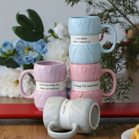 400ML Colorful Coffee Mugs Ceramic Mug Wool Water Cup with Handle Home Office Knit Style Drinkware Mugs Kitchen Birthday Gift