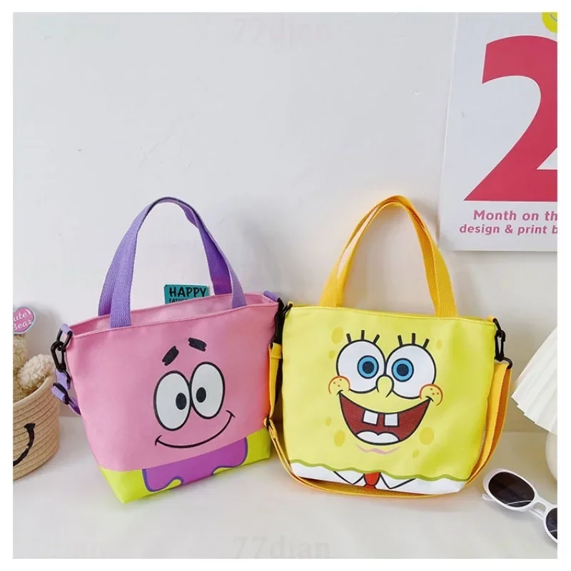 SpongeBob Messenger Bag Kids Cartoon Cute Canvas Travel Anime Boys Girls Kindergarten Children Tote Lunch Shoulder Storage Bags