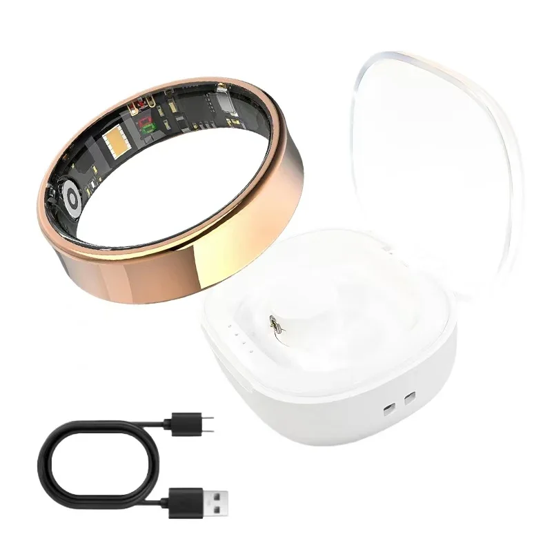 

2025 QINO Smart Ring with Charging Case for Men Women, Battery Life, 39 Days, Health Monitor, 5ATM Waterproof Android iOS