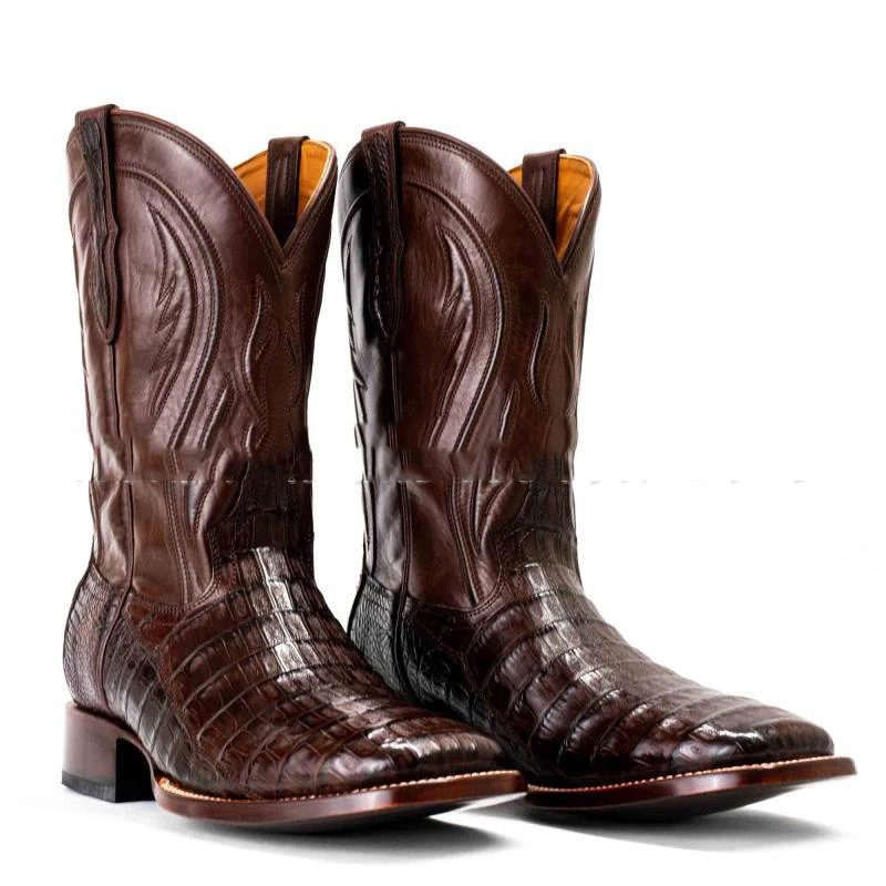 

Men's Crocodile-Pattern Western Boots Pointed Toe Cowboy Heel Luxe Bold Style for Autumn/winter Events Fashion Statement Looks