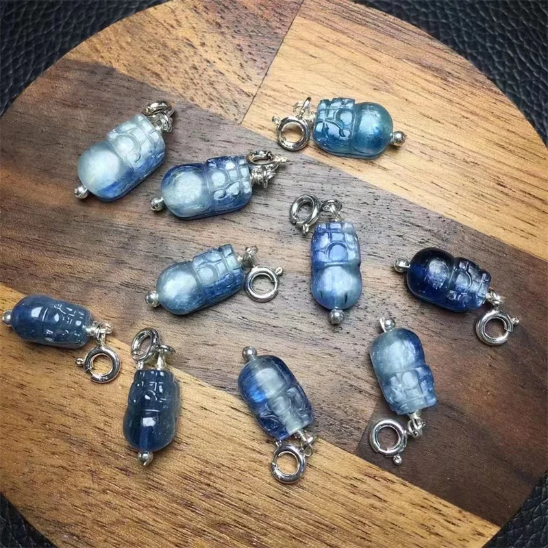 S925 2PCS Natural Kyanite Pixiu Carving Wealth Pendant With Hole For Jewelry Making Necklace Bracelet Accessory