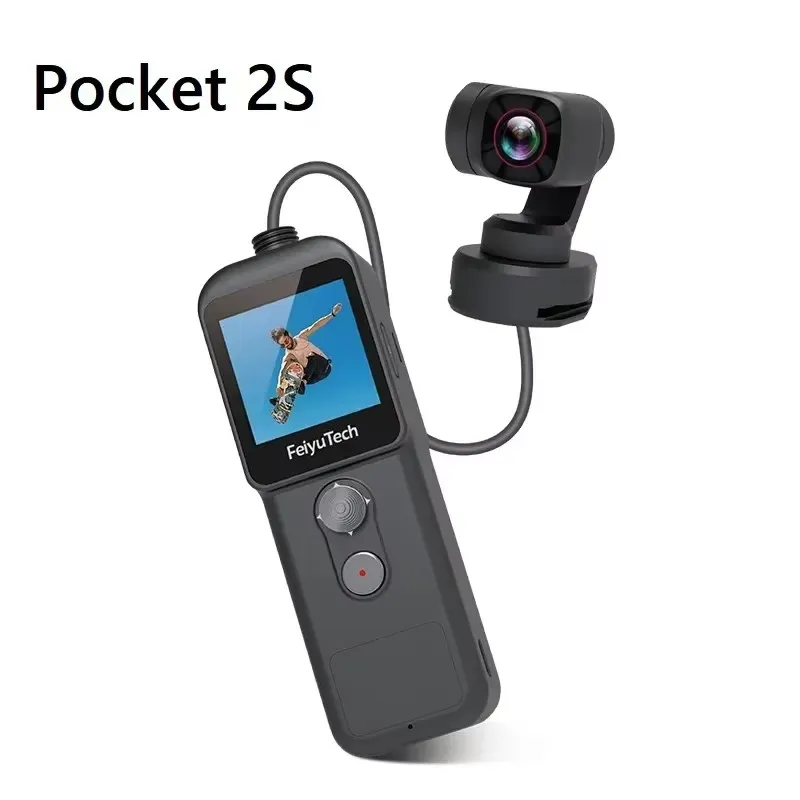 4K Video Action Camera With phone Light Handheld 3 Axis Gimbal Stabilized with Mic 130° View 12MP Photo 4xZoom Feiyu Pocket 2/2S