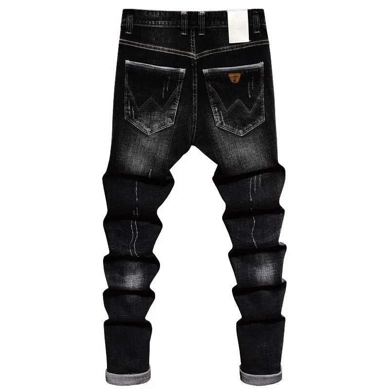 Jeans da strada alla moda in stile coreano da uomo, pantaloni lunghi retrò a tubo dritto in denim elastico a gamba piccola slim fit