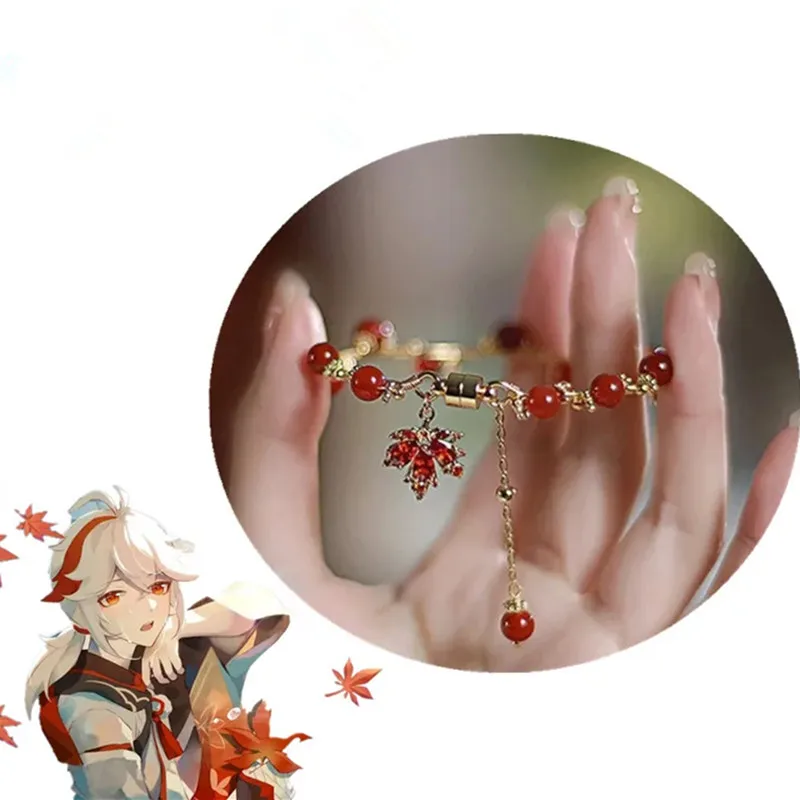 Game Kaedehara Kazuha Bracelet Cosplay Unisex Maple leaf Pendant Bracelets Jewelry Accessories Xmas Gifts