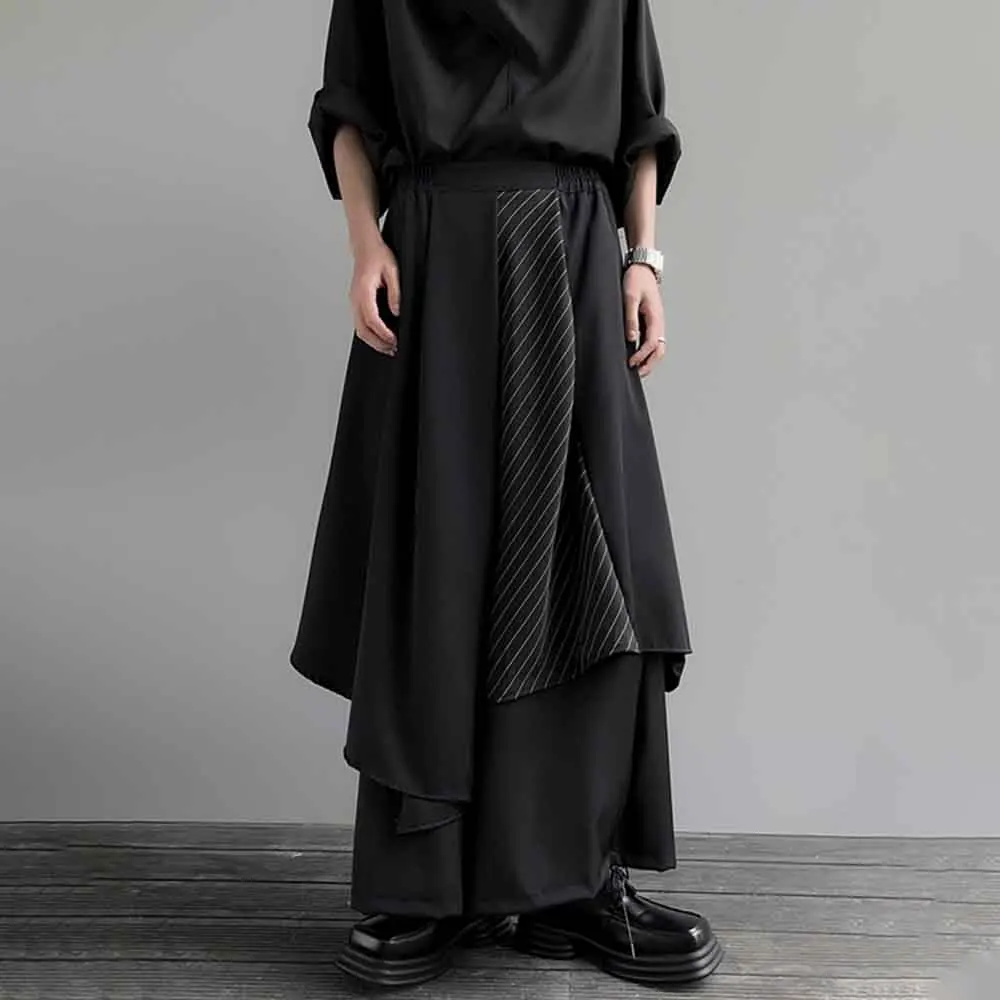 

XS-5XL Y2k Dark Skirt Pants Asymmetrical Striped Casual Samurai Pants Unisex Streetwear Fashion Gothic Outdoor Hakama Unisex New