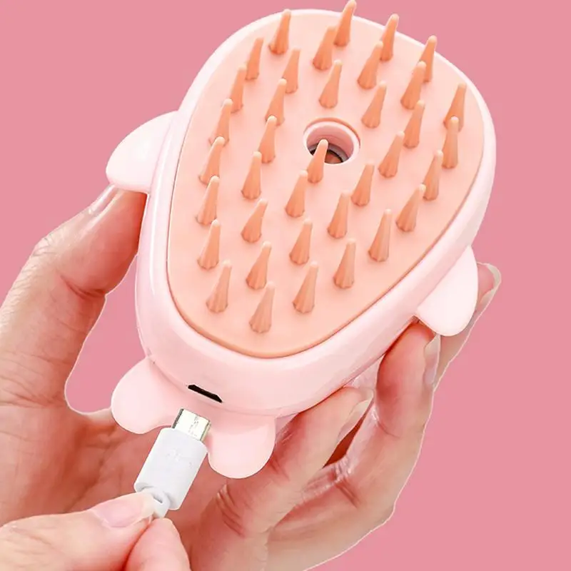 Pet Spray Brush Anti-Static Cat Grooming Brush Cute Massage Steamer Brush Comfortable Cat Deshedding Brush Massage Brush