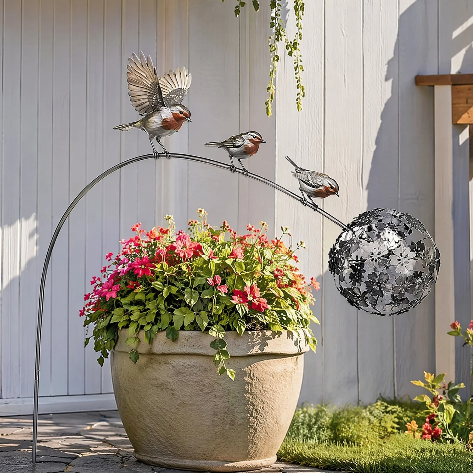 Outdoor Yard Art Stake Weather Resist Metal Garden Sculpture Multifunctional Gardens Ornament for Patio Porch Lawn Indoor Wall view 3