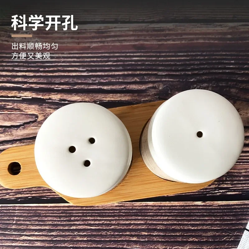 Ceramic Spice Jar Seasoning Bottle Marble Pattern Salt And Pepper Shakers Wood Tray Container Wedding Party Decoration Kitchen