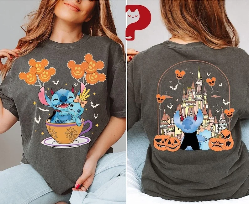 

2025 Halloween Hot New Disney Stitch Youngsters' Short Sleeve T-Shirt Breathable Casual Top for Boys & Girls Halloween T Shirt