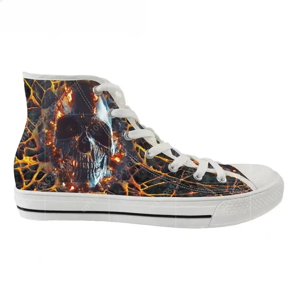 Men Vulcanized Sneakers High Top Canvas Shoes Classic 3D Lava Skull Brand Design Men's Flats Shoes Lace Up Footwear view 6