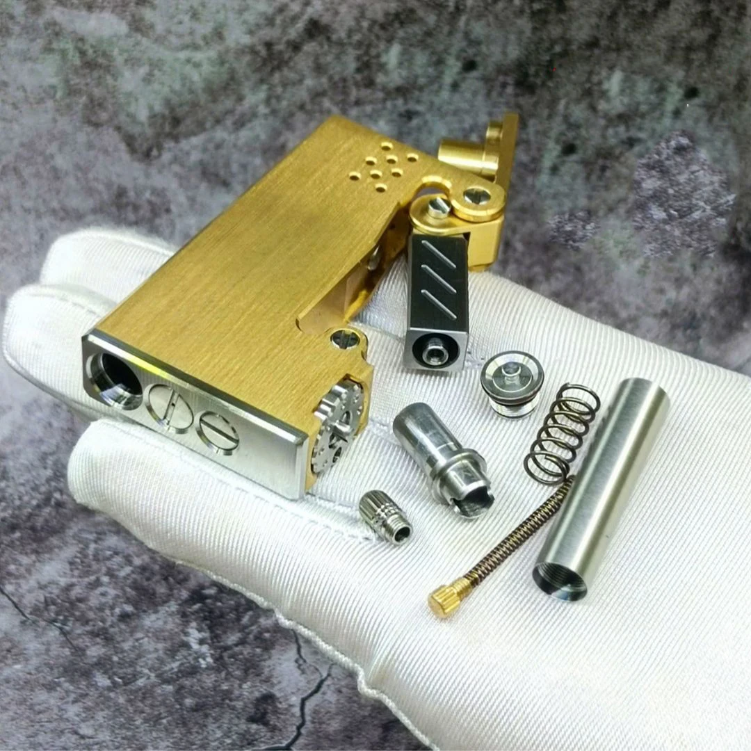 Titanium&Stainless Steel Manual Ejection Windproof Retro Mechanical Kerosene Lighter With Spare Oil Tank CNC Precision