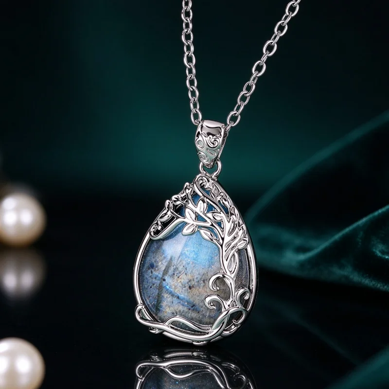 CAOSHI Vintage Style Beautiful Pear Shaped Pendant Necklace for Women Trendy Versatile Daily Party Jewelry Lady Neck Accessories