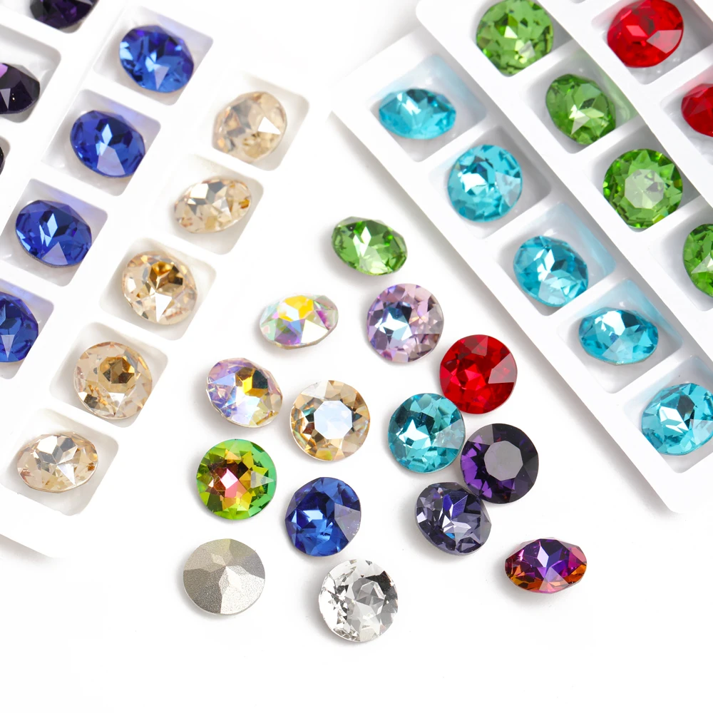 10mm Round Nail Charms Glass Rhinestones For Jewelry Making Pointback Loose Diamond Gems Crystal Stone for Nails Decoration