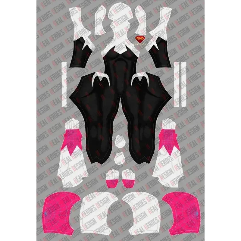 Костюм Человека-паука через стихи паука Гвен Стейси, костюм для косплея с 3D принтом на Хэллоуин, костюм Человека-паука с батарейкой # 1 # В.