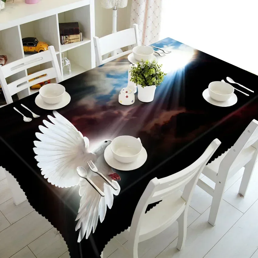 

2024 New printed dustproof household tablecloth gray22