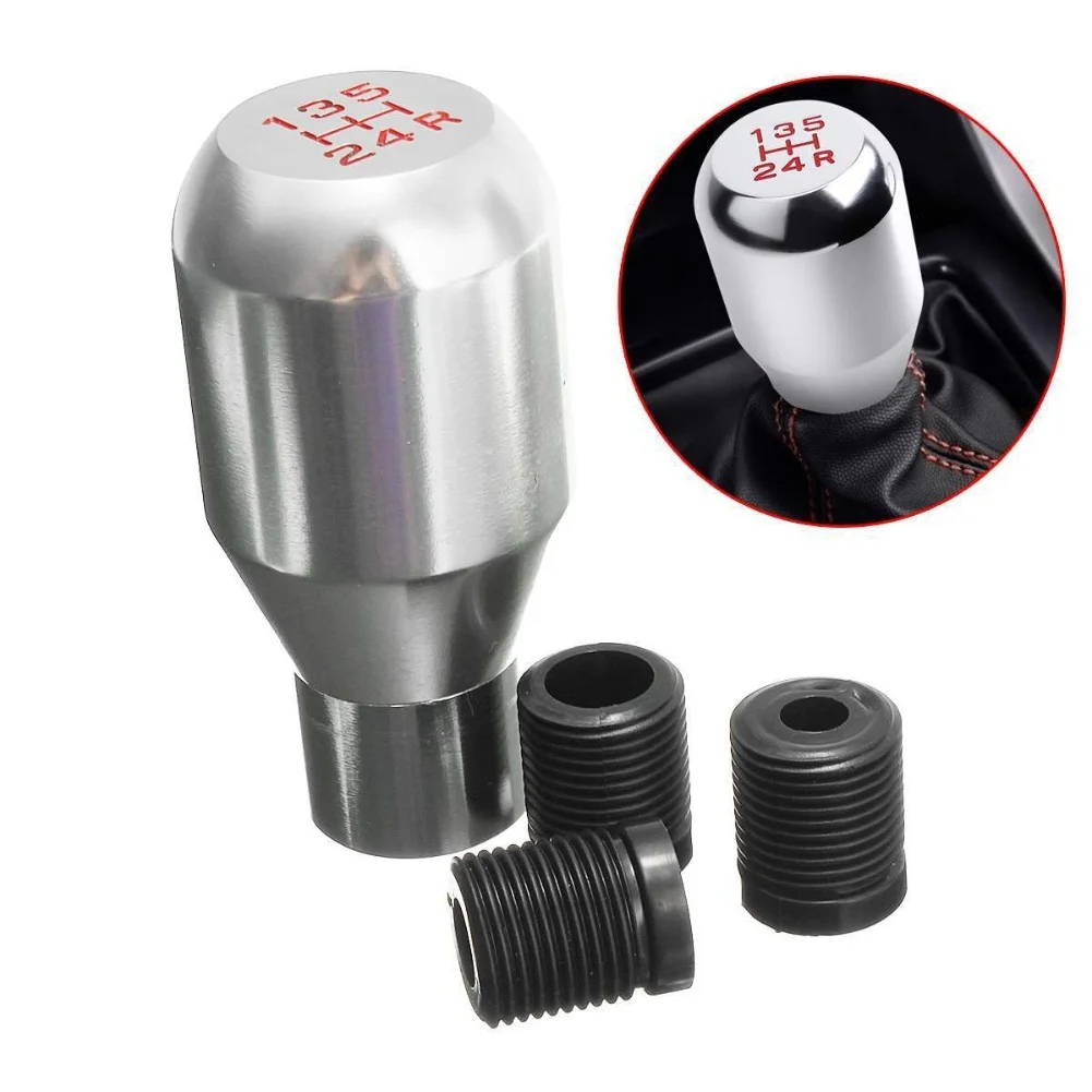 

Metal Manual Shift Knob for 5 Speed Cars with Racing Style Chrome Finish and Three Thread Adapters for Easy Installation