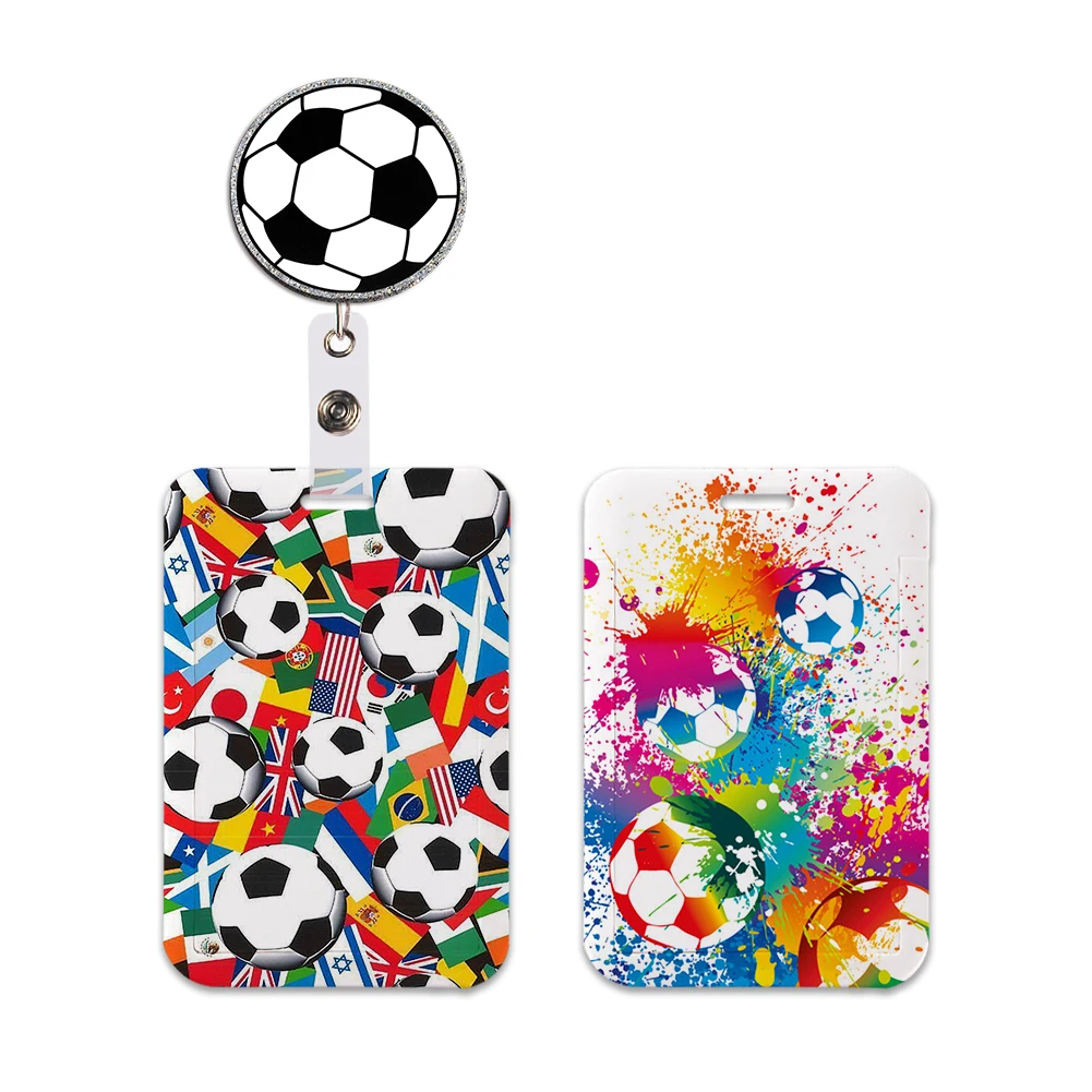Card Holder Case with Matching Lanyard Football Theme Hard - Protective Shell for ID Access Credit Cards