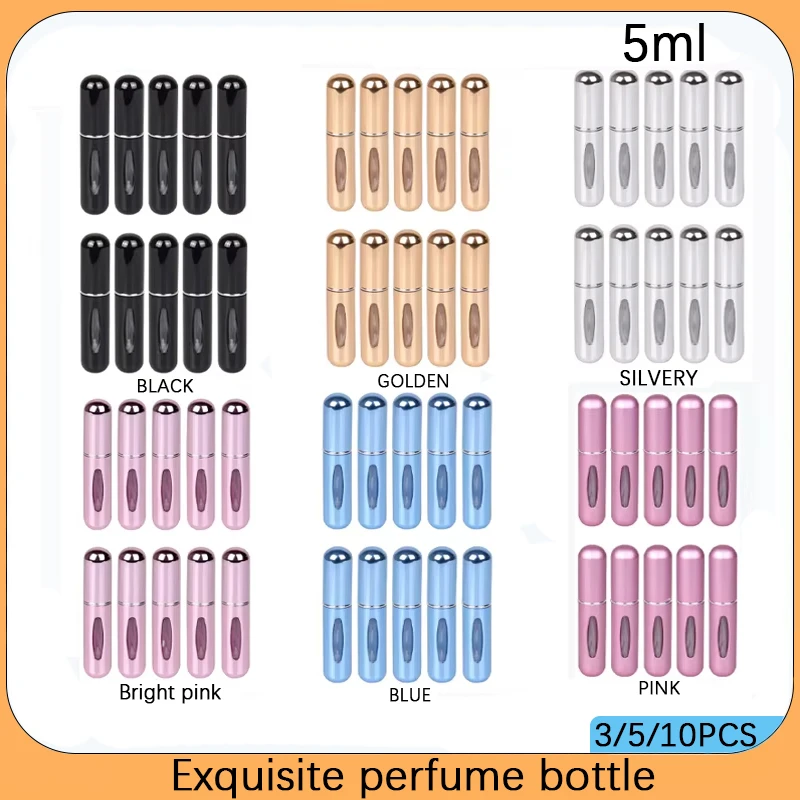 5ml Portable Refillable Spray Bottle Plastic Liner Perfume Atomizer Mini Sample Bottle For Cosmetics Travel Empty Container