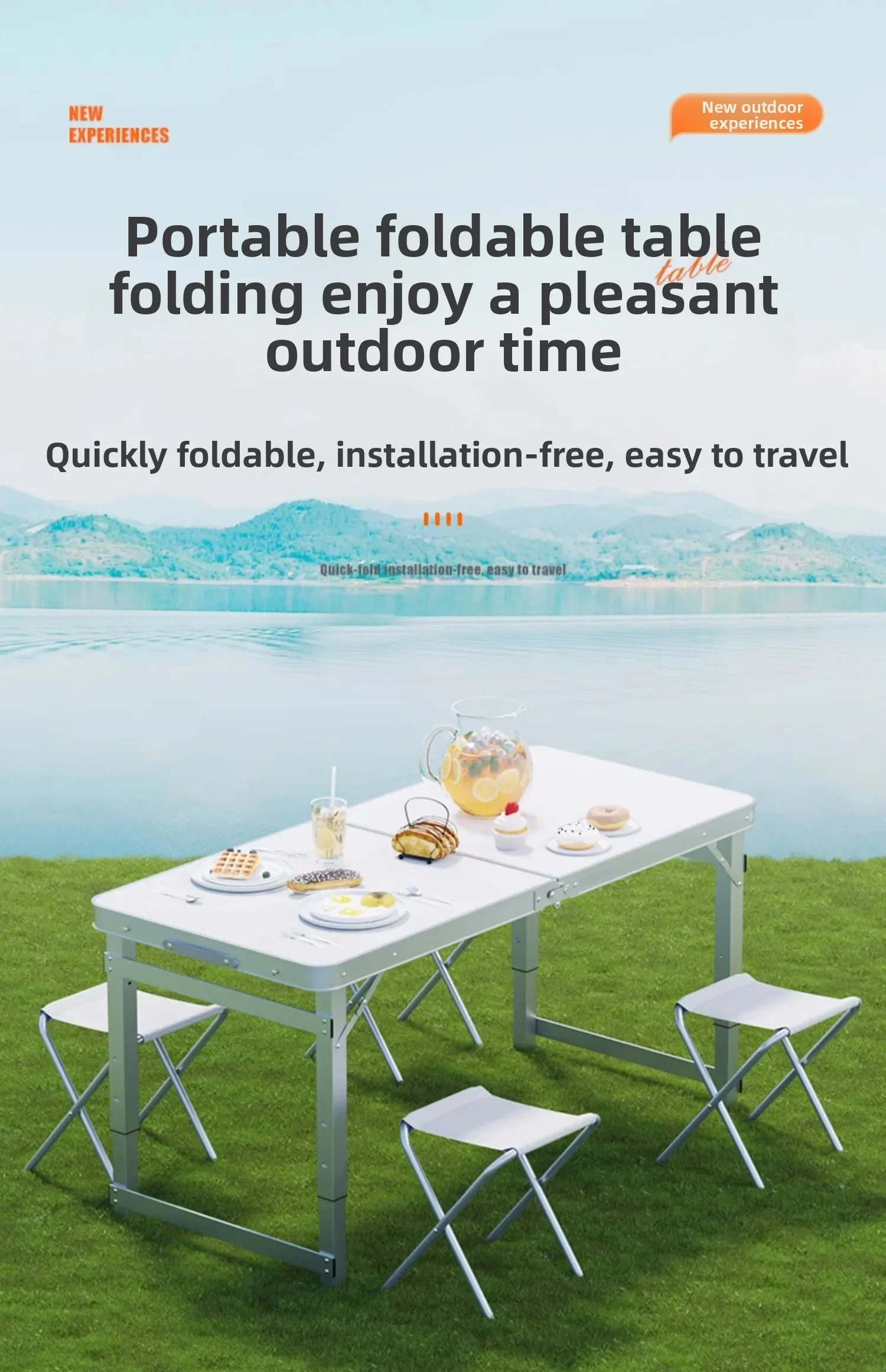 طاولات قابلة للطي لبيائعين الشوارع، طاولات خارجية محمولة مع ارتفاع قابل للتعديل مناسب للتخييم وسوق النزهات الليلية.