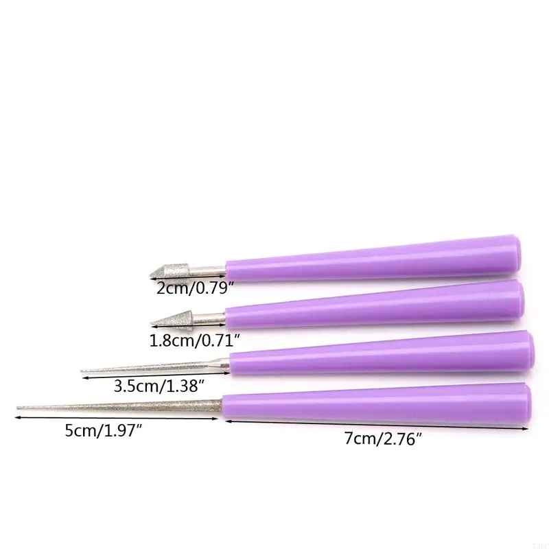 T3LC Lightweight Burr Beading Hole Enlarger Tool 4 Pcs Diamond Tipped Reamer for DIY