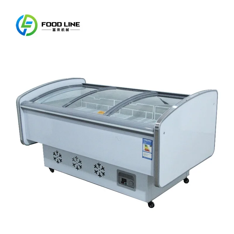 Customized size Horizontal commercial refrigerated display cabinet, supermarket barbecue cabinet, freezer