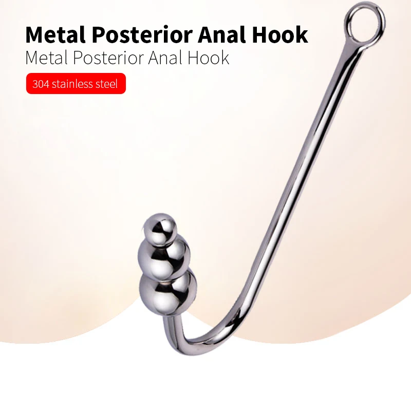 Stainless Steel Anal Hook with Anal Beads Hole Anal Hook Metal Butt Plug Anal Sex Toys Adult Product No Vibrator for men gay