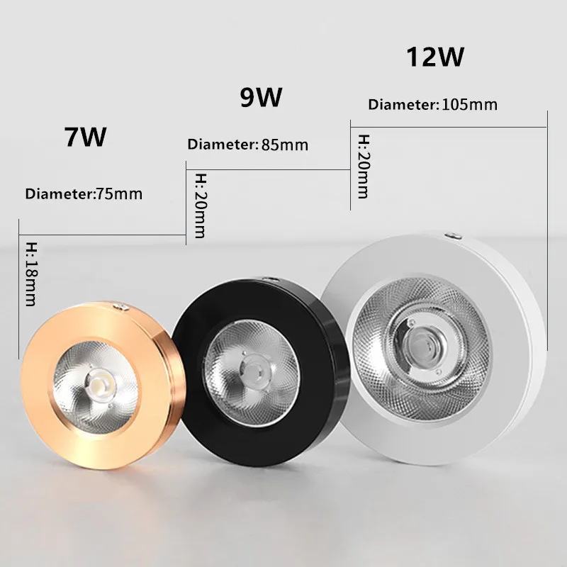 3pcs/lot Surface Mounted Downlight 5W 7W 10W COB LED Ceiling Spotlight AC220V Cabinet Spotlight Warm Cool White Indoor Lighting