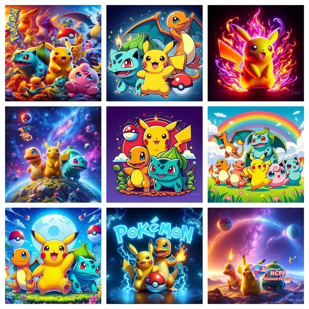 2026 New Popular Pikachu Anime Pokemon 5D DIY Square round Diamond Painting Kits Home Decor Home Decor Adult Children Gift