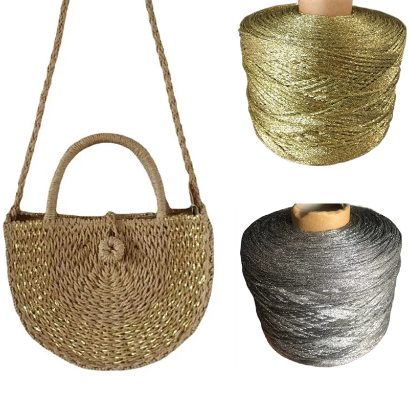 500g Metallic Yarn For Knitting Hollow Cotton Crochet DIY Gold Silver Thread Yarns Crocheted Shinny Line Hat Toy Hand Knitted